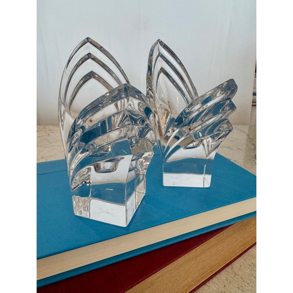 Vintage Heavy Crystal Sculptural Taper Candle Holders Pair | Art Deco Style